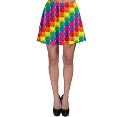 Rainbow 3d Cubes Red Orange Skater Skirt by Celenk