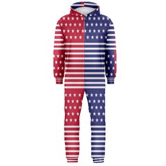 American Flag Patriot Red White Hooded Jumpsuit (men)  by Celenk