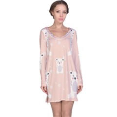 Cute Polar Bear Pattern Long Sleeve Nightdress by Bigfootshirtshop