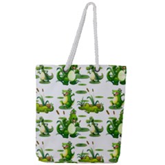 Crocodiles In The Pond Full Print Rope Handle Tote (large) by Bigfootshirtshop