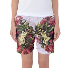 Vintage Butterfly Flower Women s Basketball Shorts