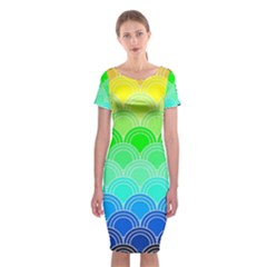 Art Deco Rain Bow Classic Short Sleeve Midi Dress