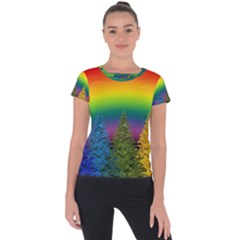 Christmas Colorful Rainbow Colors Short Sleeve Sports Top  by BangZart