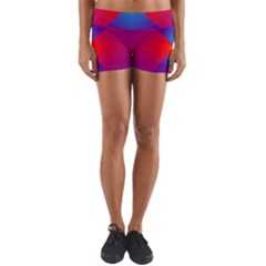 Geometric Blue Violet Red Gradient Yoga Shorts by BangZart