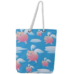 Flying Piggys Pattern Full Print Rope Handle Tote (large) by Bigfootshirtshop