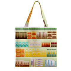 Supermarket Shelf Coffee Tea Grains Zipper Grocery Tote Bag by Celenk