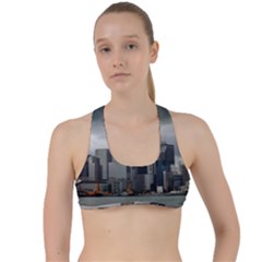 Tornado Storm Lightning Skyline Criss Cross Racerback Sports Bra