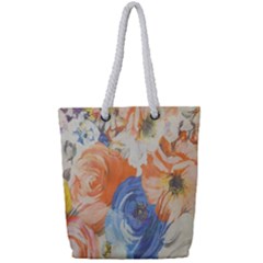 Texture Fabric Textile Detail Full Print Rope Handle Tote (small) by Celenk