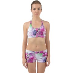 Blackberry Fruit Art Abstract Back Web Sports Bra Set by Celenk