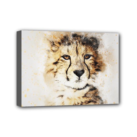 Leopard Animal Art Abstract Mini Canvas 7  X 5 