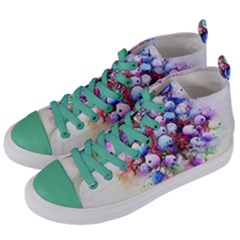 Berries Pink Blue Art Abstract Women s Mid-top Canvas Sneakers by Celenk