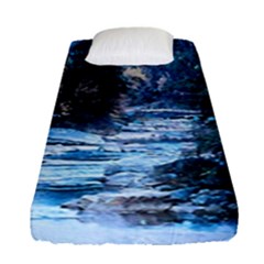 River Water Art Abstract Stones Fitted Sheet (single Size)