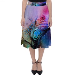 Lizard Reptile Art Abstract Animal Folding Skater Skirt by Celenk