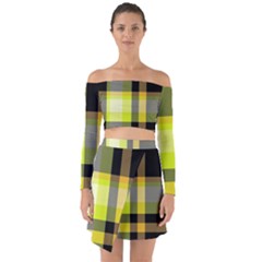 Tartan Abstract Background Pattern Textile 5 Off Shoulder Top With Skirt Set by Celenk