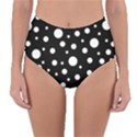 White On Black Polka Dot Pattern Reversible High-Waist Bikini Bottoms View3