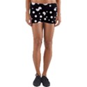 White On Black Polka Dot Pattern Yoga Shorts View1