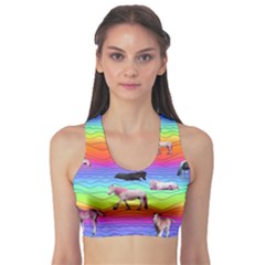 Horses In Rainbow Sports Bra by CosmicEsoteric