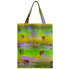 Cows And Clouds In The Green Fields Zipper Classic Tote Bag by CosmicEsoteric