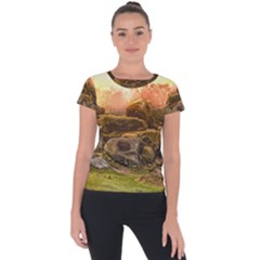 Rocks Outcrop Landscape Formation Short Sleeve Sports Top  by Celenk