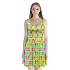 Colorful Robots Split Back Mini Dress  by snowwhitegirl