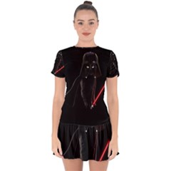 Darth Vader Cat Drop Hem Mini Chiffon Dress by Valentinaart