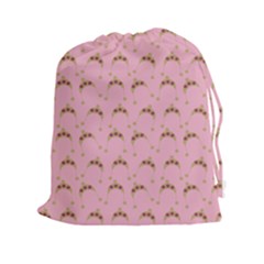 Pink Beige Hats Drawstring Pouches (xxl) by snowwhitegirl