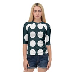 Big Dot Teal Blue Quarter Sleeve Raglan Tee