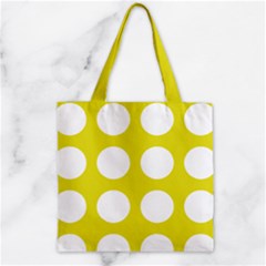 Big Dot Yellow Zipper Grocery Tote Bag by snowwhitegirl