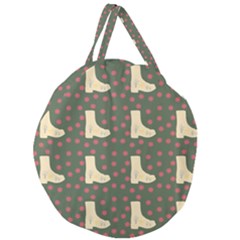 Green Boot Giant Round Zipper Tote by snowwhitegirl