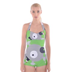 Magnemite (blue) Boyleg Halter Swimsuit  by SamEarl13