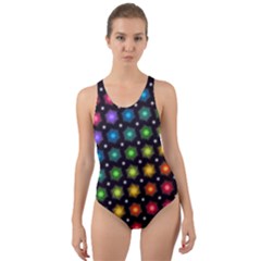 Background Colorful Geometric Cut-out Back One Piece Swimsuit