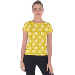 Daisy Dots Yellow Short Sleeve Sports Top  by snowwhitegirl