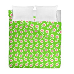 Square Flowers Green Duvet Cover Double Side (full/ Double Size) by snowwhitegirl