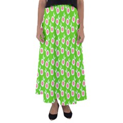 Square Flowers Green Flared Maxi Skirt by snowwhitegirl