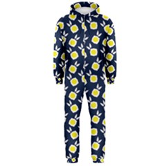 Square Flowers Navy Blue Hooded Jumpsuit (men)  by snowwhitegirl