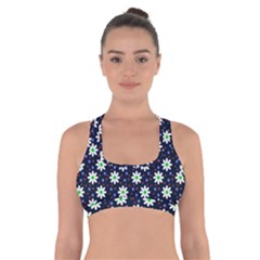 Daisy Dots Navy Blue Cross Back Sports Bra