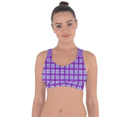 Purple Tartan Cross String Back Sports Bra