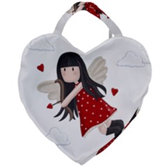 Cupid Girl Giant Heart Shaped Tote by Valentinaart