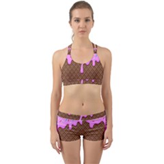 Chocolate And Strawberry Icecream Back Web Sports Bra Set by jumpercat