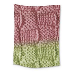 Knitted Wool Square Pink Green Medium Tapestry by snowwhitegirl