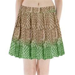 Knitted Wool Square Beige Green Pleated Mini Skirt by snowwhitegirl