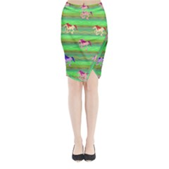 Rainbow Ponies Midi Wrap Pencil Skirt by CosmicEsoteric