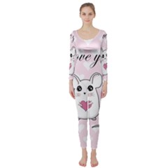 Cute Mouse - Valentines Day Long Sleeve Catsuit by Valentinaart