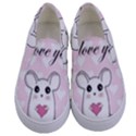 Cute mouse - Valentines day Kids  Canvas Slip Ons View1