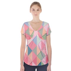 Background Geometric Triangle Short Sleeve Front Detail Top by Nexatart