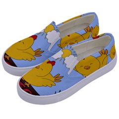 Go Vegan - Cute Chick  Kids  Canvas Slip Ons by Valentinaart