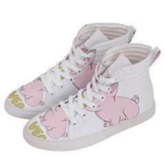 Go Vegan - Cute Pig Men s Hi-top Skate Sneakers by Valentinaart