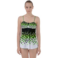 Flat Tech Camouflage Reverse Green Babydoll Tankini Set by jumpercat