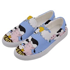 Friends Not Food - Cute Cow, Pig And Chicken Men s Canvas Slip Ons by Valentinaart