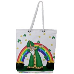  St  Patrick  Dabbing Full Print Rope Handle Tote (large) by Valentinaart